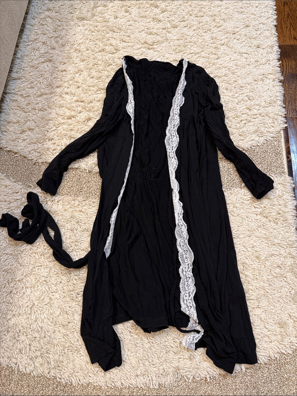 Black Lace-Trim MATERNITY / nursing Robe - Women Intimates & Sleepwear